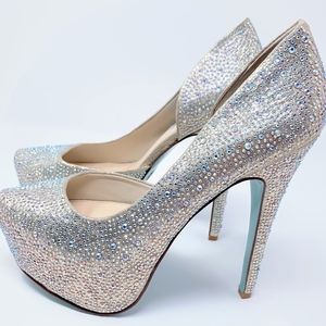 Silver Crystal Embellished Wish Platforms. Size 8